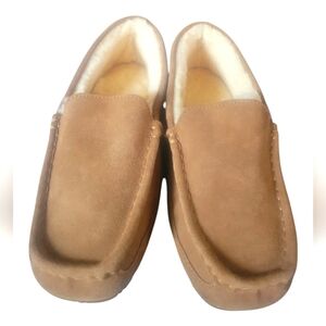Pawz by Bearpaw Men's Cozy Tan Suede  Moccasin Slip-on Slippers Sz 9
